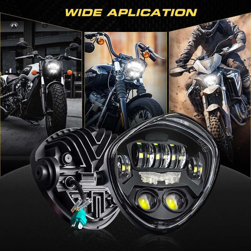 BWCarid 7 Inch LED Motorcycle Headlight DOT Approved With DRL