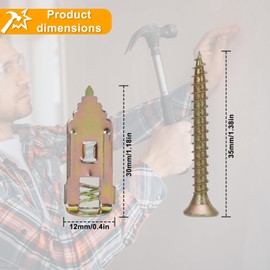 200 Pcs Self-Drilling Drywall Anchors with Screws,Easy to use, no Need to re-Drill The Wall, kit Includes 100 Gypsum Board Anchors (0.47x1.18 inches) and 100 zinc Expansion Screws.