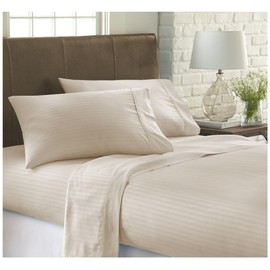 ienjoy Home Embossed 4 Piece Sheet Set, Full, Stripe Cream