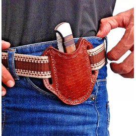 SHEATH GENUINE LEATHER HAND CRAFTED BELT SHEATH HOLSTER FOR FOLDING BLADE KNIFE 1710