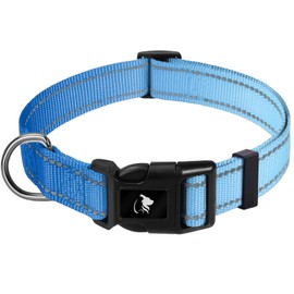 Reflective Nylon Pet Collar with Quick-Release Buckle – Adjustable, Durable, and Safe for Small, Medium, and Large Dogs (Gradient Blue, Small)