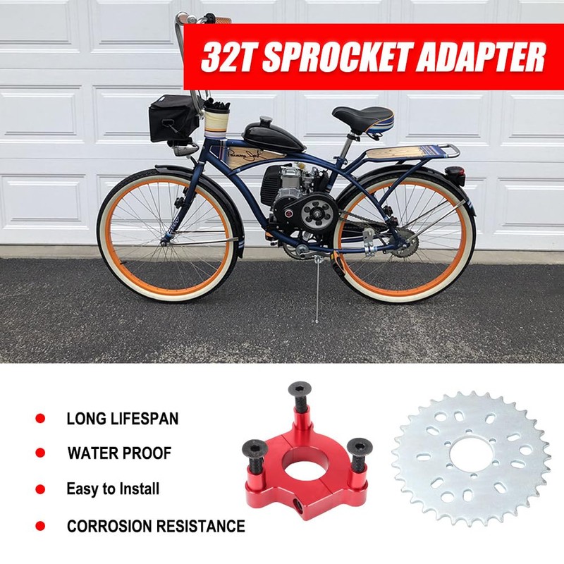 CNC Adapter 32T Sprocket for 1"/1.5"(25mm/38mm) 80cc Motorized Bicycle 415