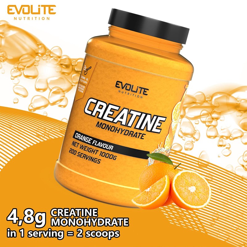 EVOLITE NUTRITION Creatin Monohydrat 1kg - Taurin Kreatin Pulver, Pre