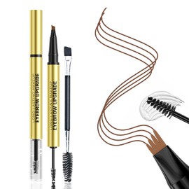 2-in-1 Microblading Eyebrow Pencil with Micro-Fork-Tip Precise Brush-Tip Eyebrow Pencils Create Natural Looking Defined Eyebrows Last All Day (Dark Brown)