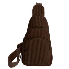 GUSXPPD Women's Crossbody Chest Bag, Corduroy Crossbody Bag, Sports Chest Bag, Sling Bag with Adjustable Shoulder Straps for Daily Hiking Cycling Sports Training (Curry)