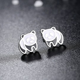 Panda Stud Earrings Hypoallergenic 925 Sterling Silver Gifts for Girls Kids -VIKI LYNN