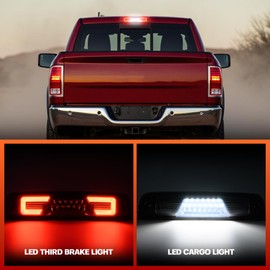 Led Third Brake Light for 2009-2018 Dodge Ram 1500/2010-2024 Ram 2500 3500/2011-2024 4500 5500 Pickup Trucks Rear Center High Mount Stop Lamp CHMSL White Cargo lamp OEM 3rd Brake Light Smoked Lens