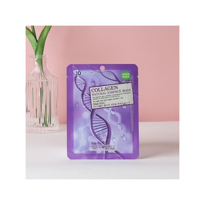 (100 sheets) Foodaholic 3D Collagen Natural Essence Mask Pack /