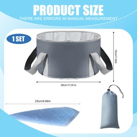 GegXcn Collapsible Foot Spa Bath Bowl, Foldable Pedicure Soak Tub for Massage, Travel, Home, Camping & Fishing, Portable Footbath, with Soft Coral Fleece Towel (Gray, 11.8x7.5in)