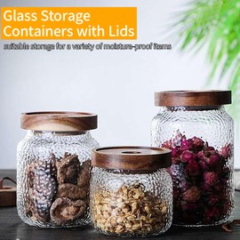 Jerliflyer Large Glass Storage Jar, Food Storage Containers with Airtight Wood Lid Kitchen Containers Cereal Canisters Decorative Jar for Coffee Bean Snacks Nuts Candy Snack (700ml)