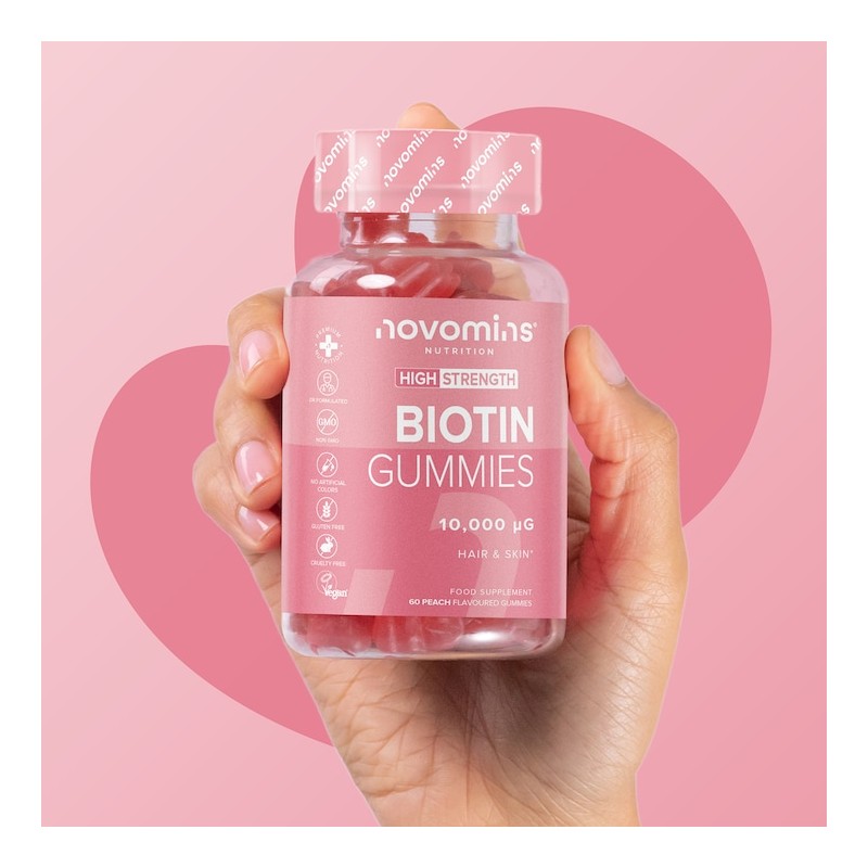 Novomins Biotin Peach-Flavoured Biotin 60 Gummies