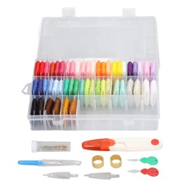 Embroidery Floss Kit, 50 Colors Embroidery Cross Stitch Kit Friendship Bracelets Thread and Cross Stitch Tools with Transparent Storage Box