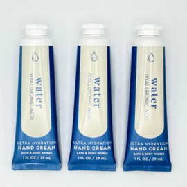 Water Hyaluronic Acid Hand Cream 3-Piece Bath and Body Bundle | Set of Three Ultra Hydration Hand Creams (1 fl oz Each)