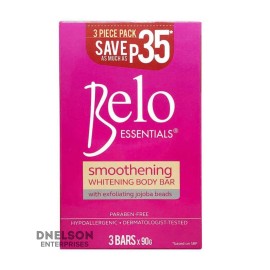 BELO ESSENTIALS Smoothening Whitening Body Bar Soap w/ Jojoba Beads 3 Bars x 90g