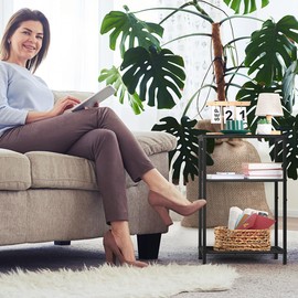 melos Nightstand Set of 2, 3 Tier End Table for Small Spaces, Narrow Side Table with Storage Shelf, Bedside Tables for Bedroom, Living Room, Black