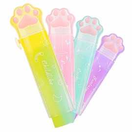 4 Pcs Cute Erasers Sliding Retractable Pencil Erasers Rubbers with Cat Paw Plastic Sleeve Cute Jelly Erasers for School Office Clean Erase Erasers for Kids