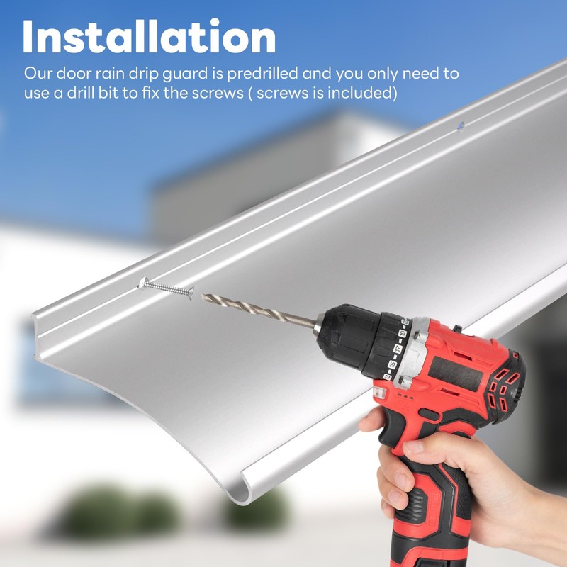 4" Extra-Wide Door Rain Drip Guard, 40" L Heavy Duty