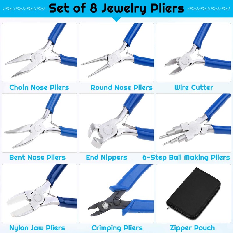 Shynek Jewelry Making Pliers Tools, 8pcs Micro Jewelry Pliers Set