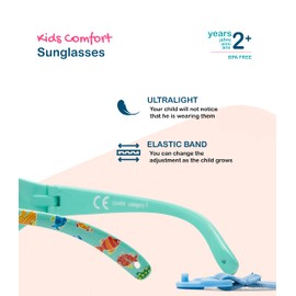Kiddus Comfort Children’s Sunglasses for Boys and Girls Ages 2 to 6 Years Totally Flexible Model for Extra Comfort With Strap and Very Resistant 100% UV Protection Useful Gift -