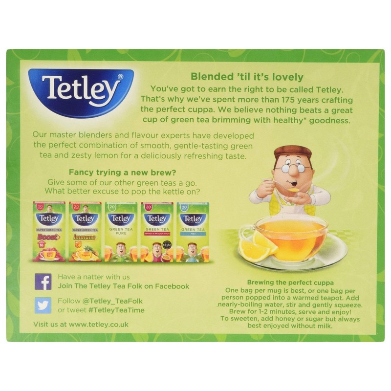Tetley Green Tea with Lemon Teabags 50x