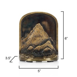 CRAFTSMAN ROAD Cast Iron Mountain Bookends Set, Antique Brass Book Ends, 2 Decorative Book Holders for Shelves or Bookcase, Stylish Brass, Non-Skid Anti-Slip Heavy Duty, Home Décor Gift