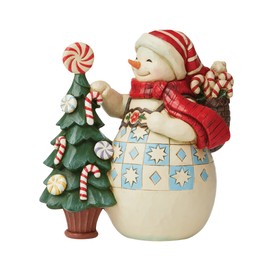 Jim Shore Snowman with Candy Cane Tree Hall Mark Exclusive Sweet Christmas Traditions