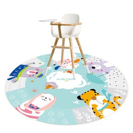 Highchair Splash Mat, 43.3" Waterproof Washable Anti Slip Spill Mat for Art, Crafts,Playtime Floor Protector, Weaning Mess Mat, Table Cloth
