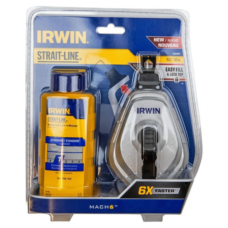 Irwin Tools Strait-Line 1932889 IRWIN Mach6 Chalk Reel, Blue