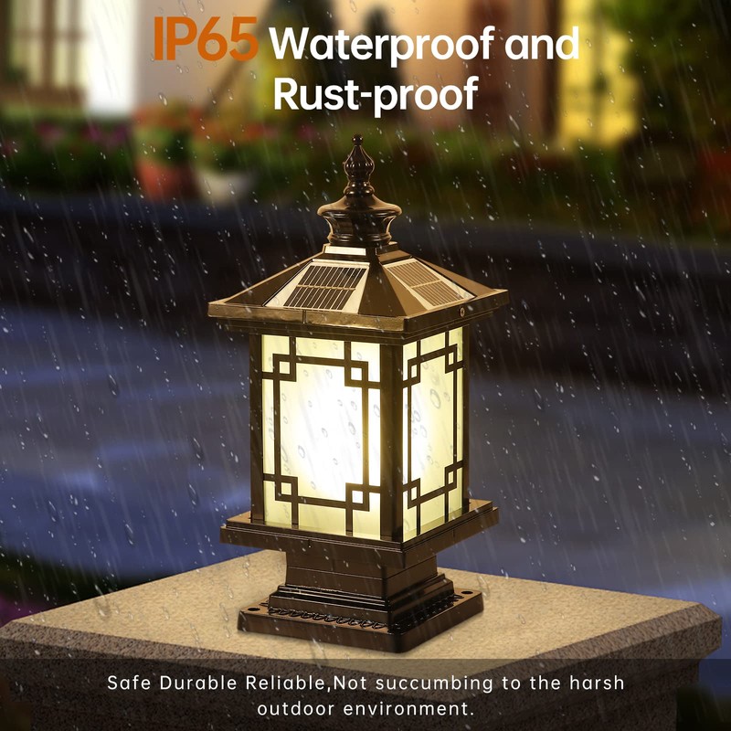 PTOUG LED Solar Post Light Outdoor, Aluminum Fence Post Cap
