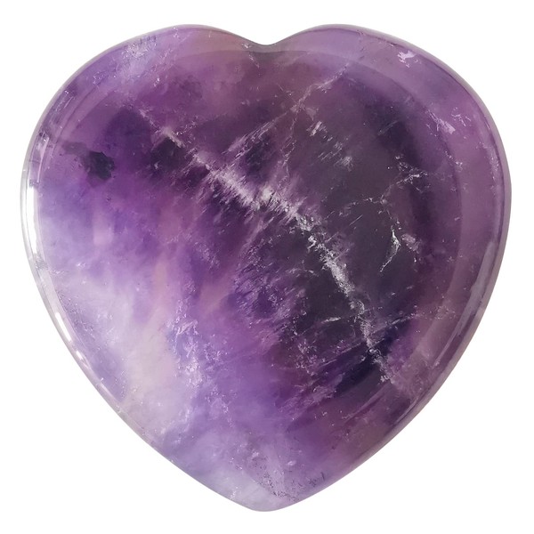 Loveliome Thumb Worry Stone,Hand Carved Heart Shaped Polished Healing Crystal Stress Relief Pocket Stones, Amethyst