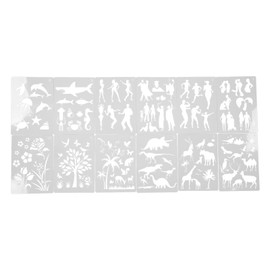 12Pcs Paint Stencils A4 Characters Animals Plants Safe Poisonless Durable Lightweight Wide Application Art Stencils