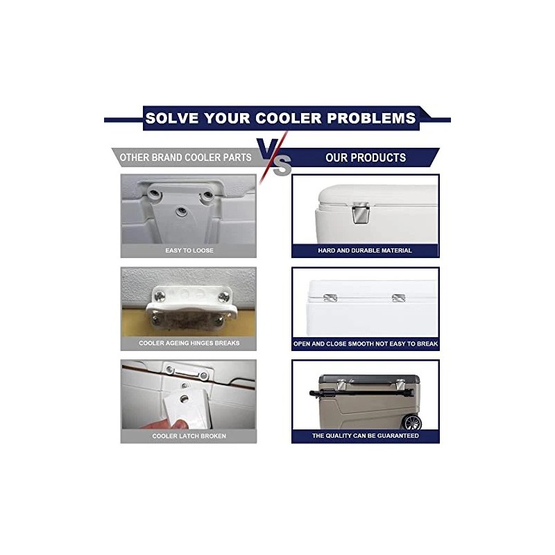 Wndine Cooler Stainless Steel Hinge & Latch Set, For Igloo