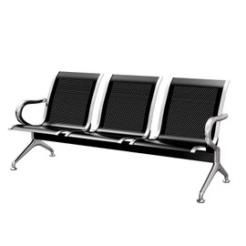 kinbor Waiting Room Chair - Guest Reception Chairs Waiting Bench with Armrests for Clinic Airport Bank Salon Barber Waiting Area, Black 3 Seat
