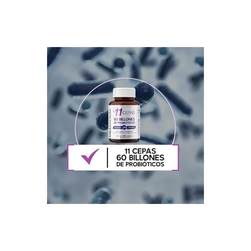 MegaBiotic Probióticos 60 Billones y 11 Cepas 100 cápsulas570mg pporción