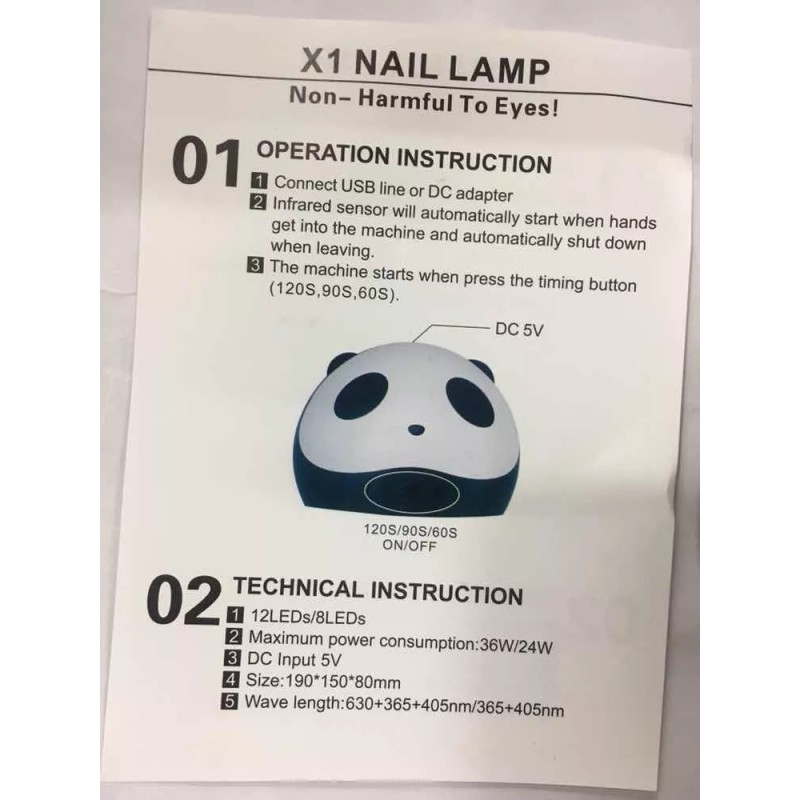 Panda Lámpara Uv Led Para Uñas Panda 8 Focos 36w.dama