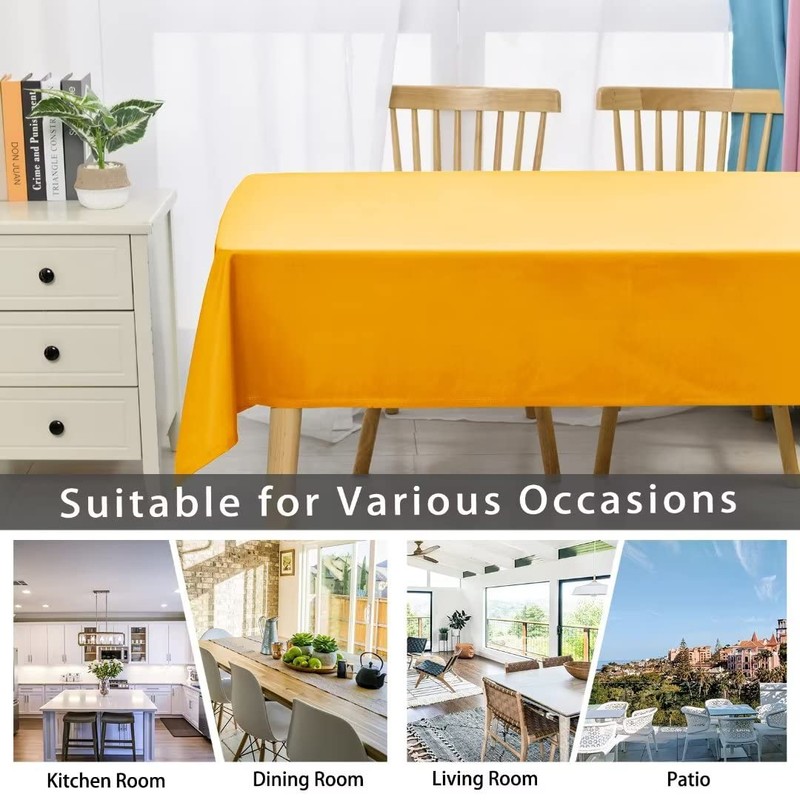 DWCN Yellow Tablecloth Water Resistant Table Protector,140x200cm Wipeable Polyester Table