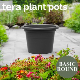 Teraplast Recyclable Planter Pot | 100% Made from Waste & Recycled | Made in Italy | Self Watering | Round Sand 4 Pack, Small
