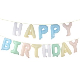 Pastel Multicolor Happy Birthday Balloons Banner,16 Inch Mylar Foil Letters Sign,Reusable Balloons for Women, Men, Boys & Girls Birthday Decorations Party Supplies