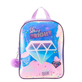 Children's Girls Diamond design Holographic Shine Bright Backpack Fashion PVC Rucksack School Travel Bag