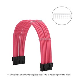 FormulaMod Sleeve Extension Power Supply Cable Kit 18AWG ATX 24P+ EPS 8-P+PCI-E8-P with Combs for PSU to Motherboard/GPU (Pink)