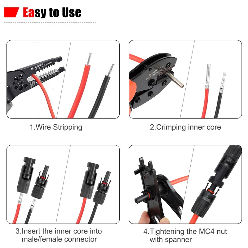 100PCS MC4 Soar Connectors Solar Panel Cable Connectors 1000V 30A