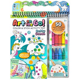 Bright Stripes Bright Stripes Travel Coloring Kit for Kids: Art On the Go Coloring Books and Crayons, Sticker Activity Book - Mess-Free Collage Fun for Ages 3+ (Art On The Go, Going Dotty Ocean)