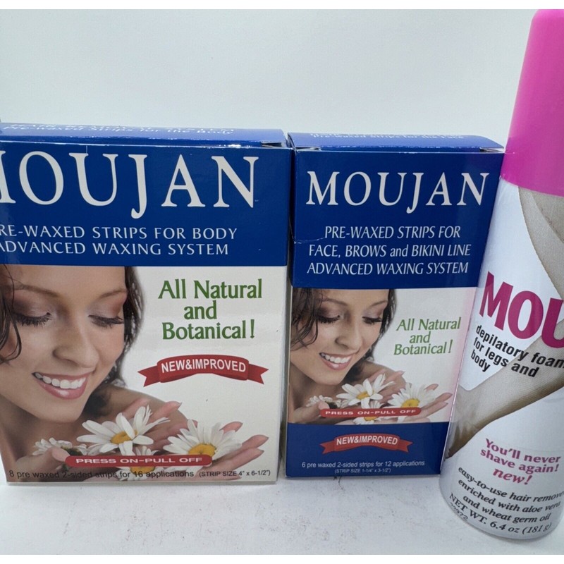 Moujan Pre-waxed Strips for BODY, for Face and depilatory foam