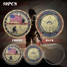CHURYUML 24Pcs Military Challenge Coins Veterans Thank You Coin - Stand for The Flag, Kneel for The Fallen - Veterans Day Gifts Christmas Thanksgiving Military Appreciation Gifts for Men Women Army