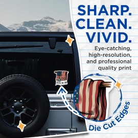 (2 Pack) Thank You for Service Stickers - American Flag - Veteran Appreciation Decals - 5" On Longest Side - Sticks to Smooth Flat Surfaces - Made in USA - BMCS10804