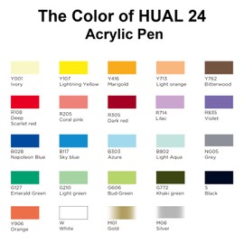 HUAL 24 Colors Acrylic Paint Pens for Rock Painting, Stone, Ceramics, Glass, Wood, Canvas, Fabric, Metal, Scrapbook Supplies, Christmas's Gift DIY, Art Supplie, Waterborne Markers Pen Set