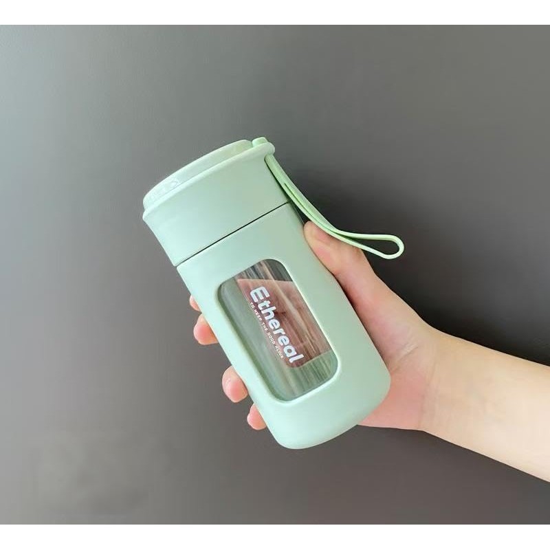 DEDEYA 8oz PP Coated Small Glass Water Bottle with leak-proof