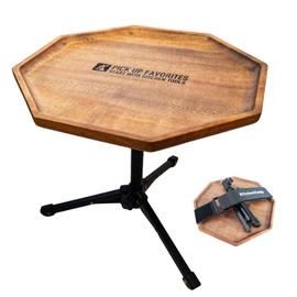 KitchenCamp Orte Octa M Side Table, Mini Table, Compact, Lightweight, Portable, Foldable, Camping, Outdoor, Solid, Walnut 9.8 inches (25 cm)