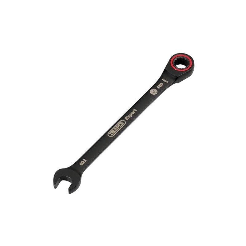 Draper 03879 Expert HI-TORQ Metric Ratchet Combination Spanner, 8mm, Black