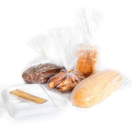 Reusable Bread Bags with Ties - 50 Clear Bags and 50 Ties, Adjustable for Homemade Bread and Bakery Loaf
